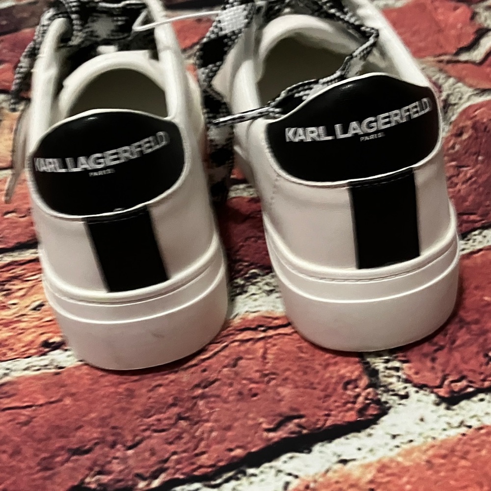 Karl Lagerfeld White and Black Low-Top Sneakers